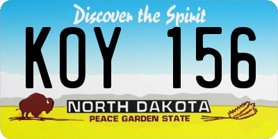 ND license plate KOY156