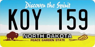 ND license plate KOY159
