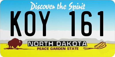 ND license plate KOY161