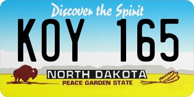 ND license plate KOY165