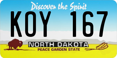 ND license plate KOY167