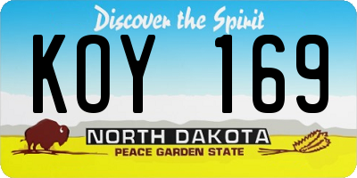 ND license plate KOY169