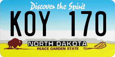 ND license plate KOY170