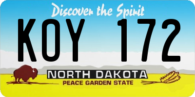 ND license plate KOY172