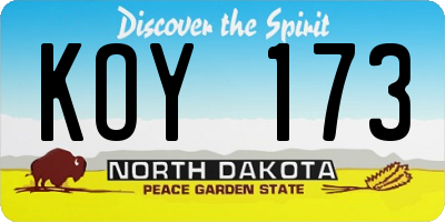 ND license plate KOY173