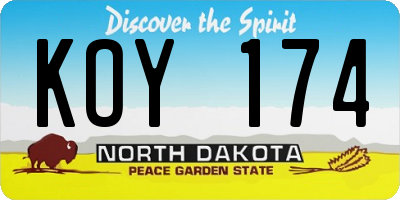 ND license plate KOY174