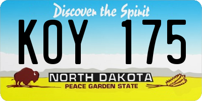 ND license plate KOY175