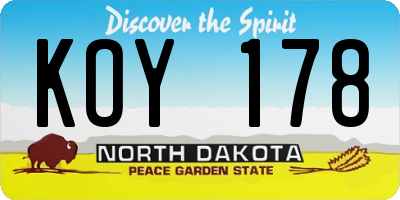 ND license plate KOY178