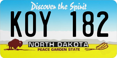 ND license plate KOY182