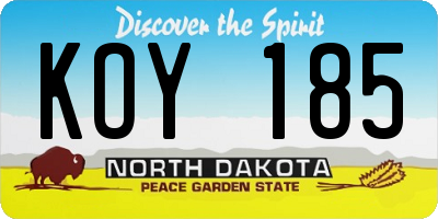 ND license plate KOY185