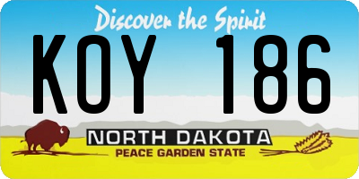 ND license plate KOY186