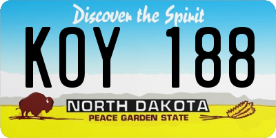 ND license plate KOY188