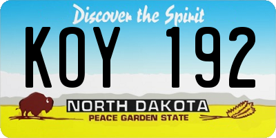 ND license plate KOY192