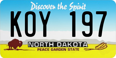 ND license plate KOY197
