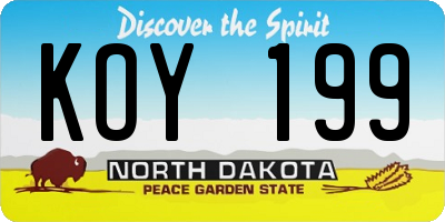 ND license plate KOY199