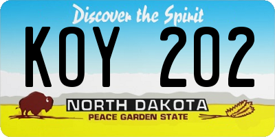 ND license plate KOY202