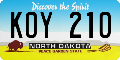 ND license plate KOY210