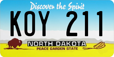 ND license plate KOY211