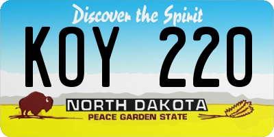 ND license plate KOY220