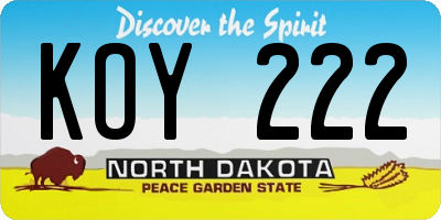 ND license plate KOY222
