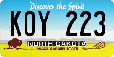 ND license plate KOY223