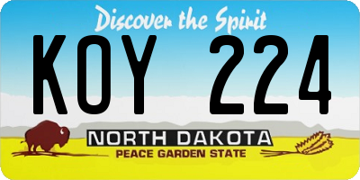 ND license plate KOY224
