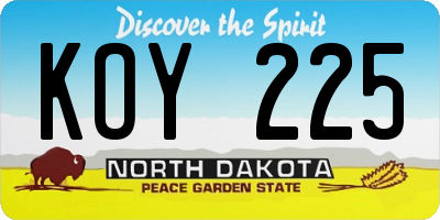 ND license plate KOY225