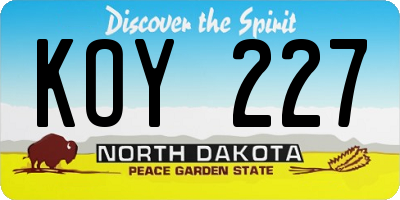 ND license plate KOY227