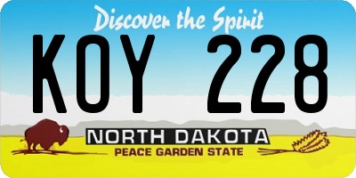 ND license plate KOY228