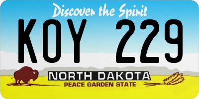 ND license plate KOY229