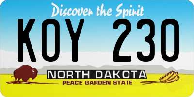 ND license plate KOY230