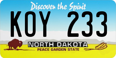 ND license plate KOY233