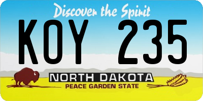 ND license plate KOY235