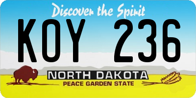 ND license plate KOY236