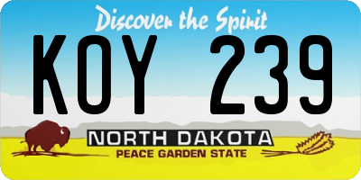 ND license plate KOY239