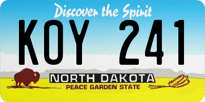 ND license plate KOY241