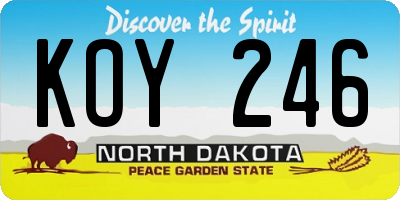 ND license plate KOY246