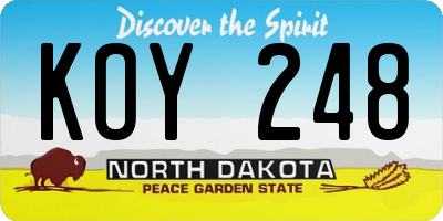 ND license plate KOY248