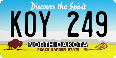 ND license plate KOY249
