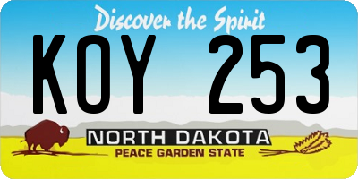 ND license plate KOY253