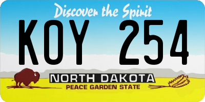 ND license plate KOY254