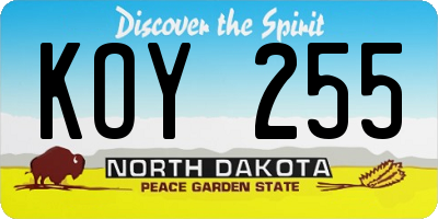 ND license plate KOY255