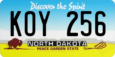 ND license plate KOY256