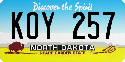 ND license plate KOY257