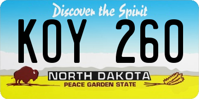 ND license plate KOY260