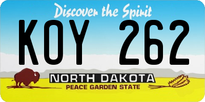 ND license plate KOY262