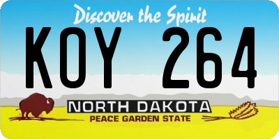 ND license plate KOY264
