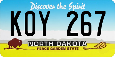 ND license plate KOY267