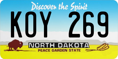 ND license plate KOY269