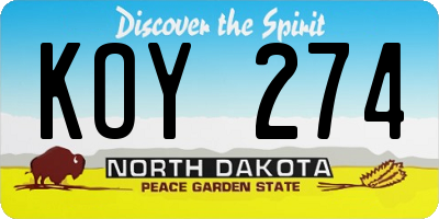 ND license plate KOY274